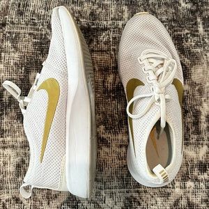 Nike white and gold sneakers